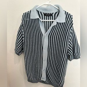 PacSun Retro Open Weave Short Sleeve Button front shirt, XL